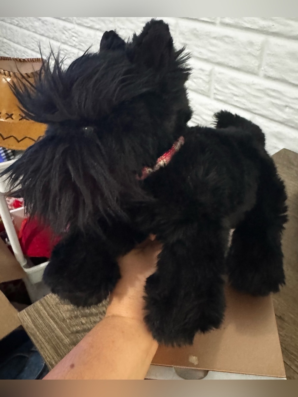 Gund Onyx Scottish Terrier Plush Dog Stuffed Animal Black Toy Red Collar 13044